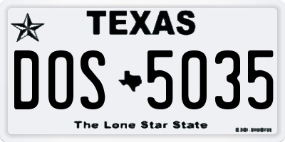 TX license plate DOS5035