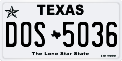 TX license plate DOS5036
