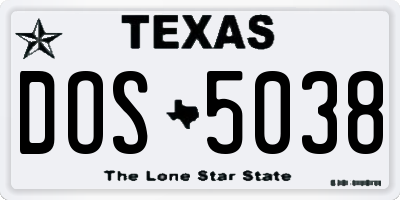TX license plate DOS5038
