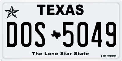 TX license plate DOS5049