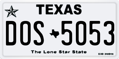 TX license plate DOS5053