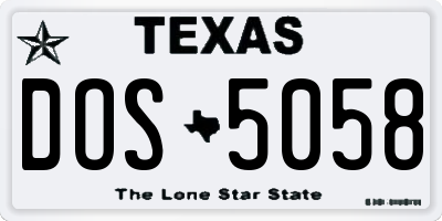 TX license plate DOS5058