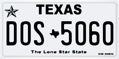 TX license plate DOS5060