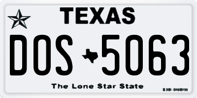 TX license plate DOS5063