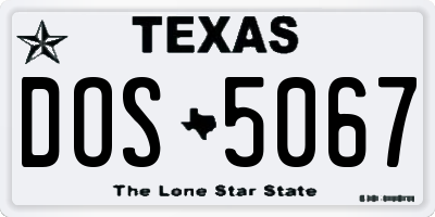 TX license plate DOS5067