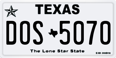 TX license plate DOS5070