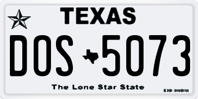 TX license plate DOS5073