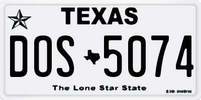 TX license plate DOS5074