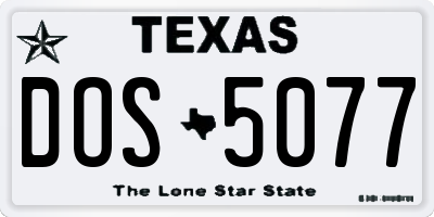 TX license plate DOS5077