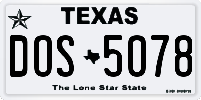 TX license plate DOS5078