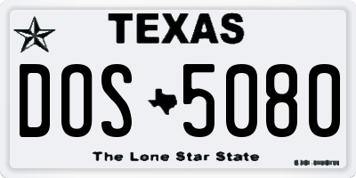 TX license plate DOS5080