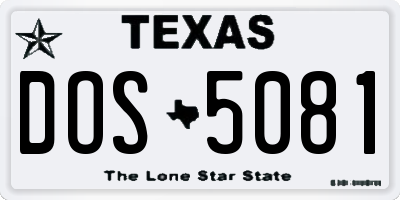 TX license plate DOS5081