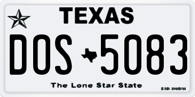 TX license plate DOS5083