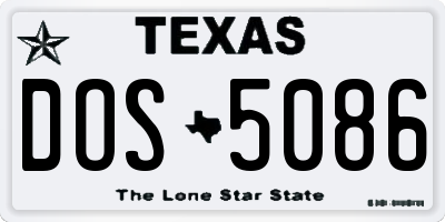 TX license plate DOS5086