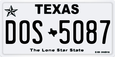 TX license plate DOS5087