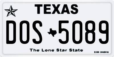 TX license plate DOS5089