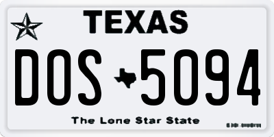 TX license plate DOS5094