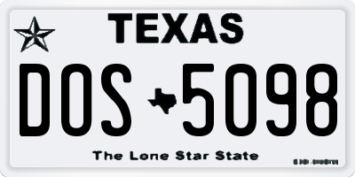 TX license plate DOS5098