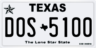 TX license plate DOS5100
