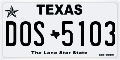 TX license plate DOS5103