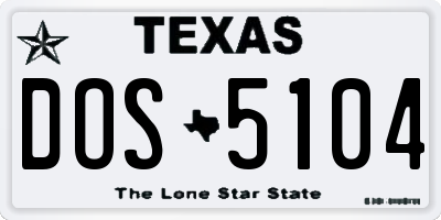 TX license plate DOS5104