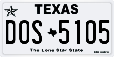 TX license plate DOS5105