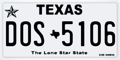 TX license plate DOS5106