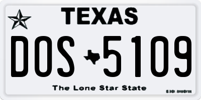 TX license plate DOS5109