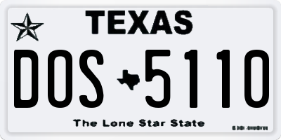 TX license plate DOS5110