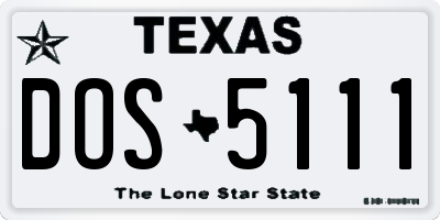 TX license plate DOS5111