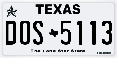 TX license plate DOS5113