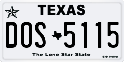 TX license plate DOS5115