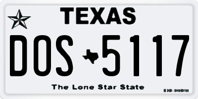 TX license plate DOS5117