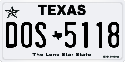 TX license plate DOS5118