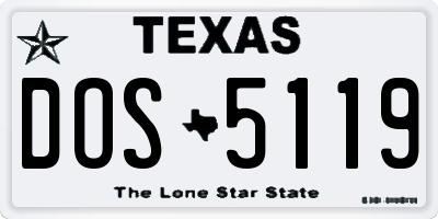 TX license plate DOS5119
