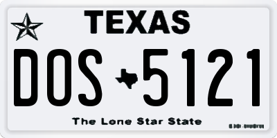 TX license plate DOS5121