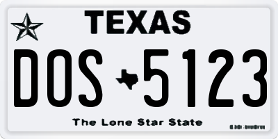 TX license plate DOS5123