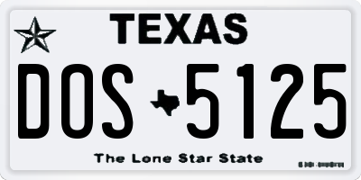 TX license plate DOS5125