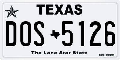 TX license plate DOS5126