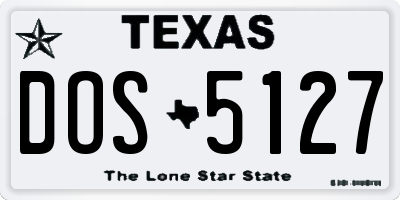 TX license plate DOS5127