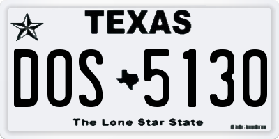 TX license plate DOS5130