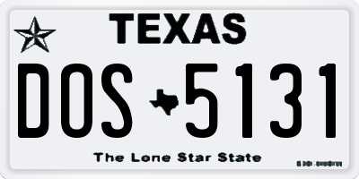 TX license plate DOS5131