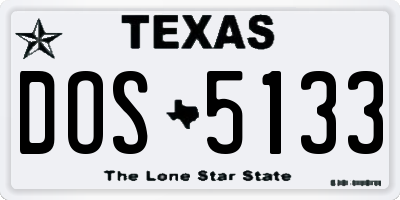 TX license plate DOS5133