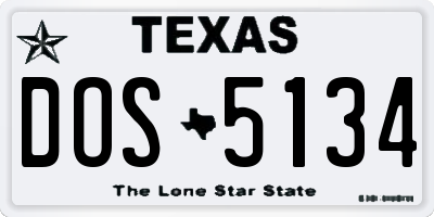 TX license plate DOS5134