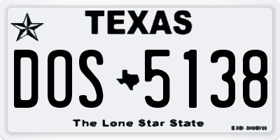 TX license plate DOS5138