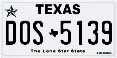 TX license plate DOS5139