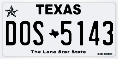 TX license plate DOS5143