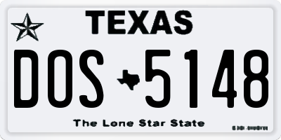 TX license plate DOS5148