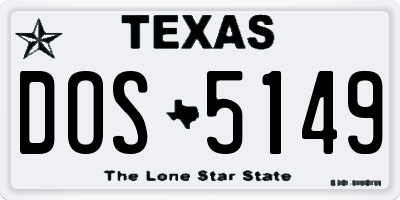 TX license plate DOS5149