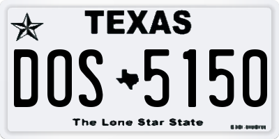 TX license plate DOS5150